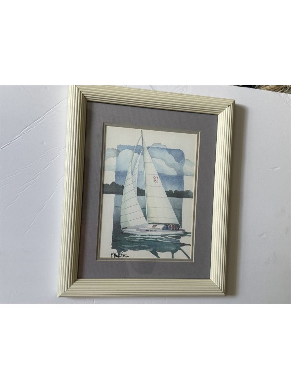 Paul Brent Framed Watercolor Print Sailing Sailboat No 27 Signed Nautical Boat